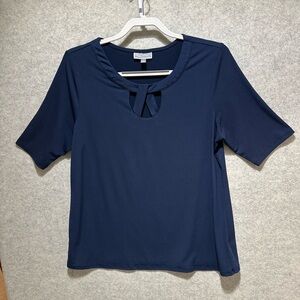 JM Collection Deep Blue Short Sleeve Top
